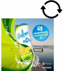 Soproni körte-citrom ízű alkoholmentes sörital 500 ml - bevasarlas