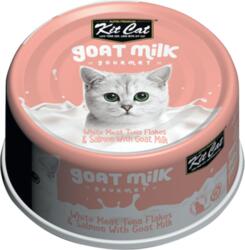 Kit Cat Hrana umeda pentru pisici, Kit Cat Goat Milk Gourmet, Fasii de ton alb somon cu lapte de capra, 70g