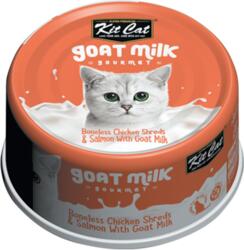 Kit Cat Hrana umeda pentru pisici, Kit Cat Goat Milk Gourmet, File de Pui Fara Oase Somon cu Lapte de Capra, 70g