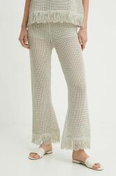 Sisley pantaloni femei, culoarea bej, drept, high waist PPYH-SPD0RH_80X (196PMF008)