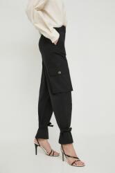 Twinset pantaloni femei, culoarea negru, drept, high waist PPYH-SPD0LU_99X