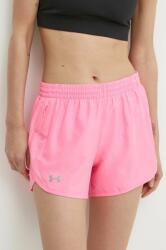 Under Armour pantaloni scurți de alergare Fly By culoarea roz, neted, high waist PPYH-SZD0NN_30X (1382438)