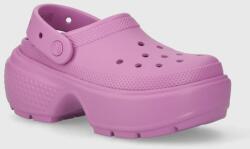 Crocs papuci Stomp Slide femei, culoarea violet, cu platforma, 209347 PPYH-KLD0D4_48X