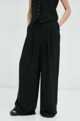 Herskind pantaloni Lotus femei, culoarea negru, lat, high waist PPYX-SPD0N6_99X