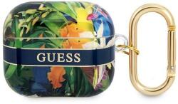 Guess Carcasa Guess GUA3HHFLB Flower Strap compatibila cu Apple AirPods 3 Albastru (3666339047290)