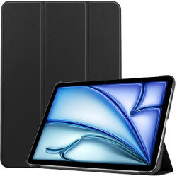 Triple Folding bőrhatású támasztós fliptok Apple iPad Air 13 2024, fekete