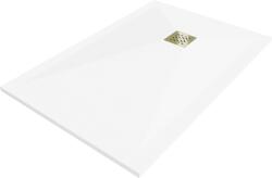 Mexen Mexen, Mexen Stone+ kompozytowy prostokątny brodzik 110 x 70 cm, fehér, maskownica zlota - 44107011-G (44107011-G)