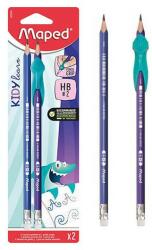 Maped Kidy Learn háromszögletű grafitceruza szett cápás ceruzafogóval (CW-853500) - lurkojatek
