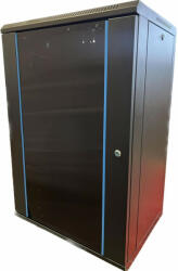 TechSon 600 x 450 mély 18U magas, fali 19"-os rackszekrény, üveg ajtó, fekete (rack_tc_60x45x18u)