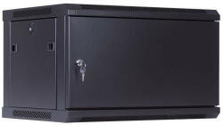Techson 600 × 450 mély 4U magas, fali 19"-os rackszekrény, teli ajtó, fekete (rack_tc_60x45x4U_teli) - biztonsagosotthon