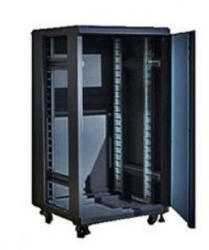 Techson 600 x 1000 mély 18U magas, álló 19"-os rackszekrény, üveg ajtó, fekete (rack_tc_60x100x18a)