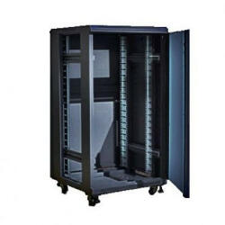 Techson 600 x 800 mély 18U magas, álló 19"-os rackszekrény, üveg ajtó, fekete (rack_tc_60x80x18a)