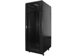 TechSon 600 x 600 mély 32U magas, álló 19"-os rackszekrény, üveg ajtó, fekete (rack_tc_60x60x32u)