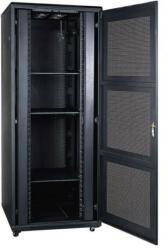 Techson 600 x 600 mély 22U magas, álló 19"-os rackszekrény, perforált ajtó, fekete (rack_tc_60x60x22u_perf)