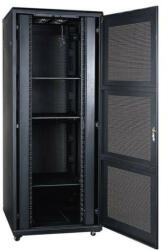 TechSon 800 x 1000 mély 42U magas, álló 19"-os rackszekrény, perforált ajtó, fekete (rack_tc_80x100x42u_perf) - biztonsagosotthon