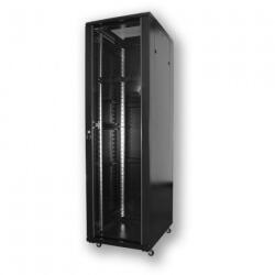 TechSon 600 x 1000 mély 42U magas, álló 19"-os rackszekrény, üveg ajtó, fekete (rack_tc_60x100x42a)