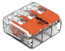 WAGO Kompakt csatlakozó 3x 0, 14-4mm2, oldható (50db/doboz) (221-413) - hideget