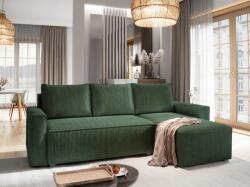  Canapea colt extensibila SMART COSARO verde inchis, cu colt bilateral + 2 perne CADOU