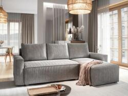 Canapea colt extensibila SMART COSARO gri deschis, cu colt bilateral + 2 perne CADOU