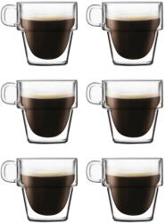 KRASINO Set 6 cani cafea Americano Altmore, sticla borosilicat, pereti dubli, 350 ml