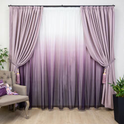 Hiko Set 3 piese Hiko, doua draperii opace, Hiko Blackout, dimout lavanda si o perdea New Degradee mov, cu rejansa (10005217)