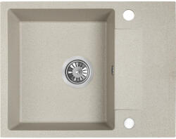 Laveo RAB MINI csepptálcás bézs mosogató helytakarékos szifonnal és csaplyuktakaró dugóval (SRF_413Y)