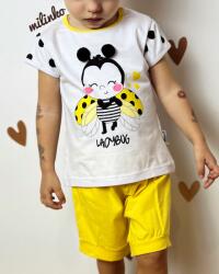 Miniworld 2részes kislány nyári babaruha- Katicabogár, sárga Méret: 68-74