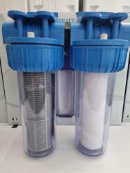 Stillwater & Pratt Filtru apa duplex 10"x1'' Stillwater&Pratt -Cartus INOX+Cartus bumbac