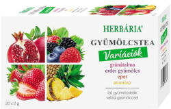 Herbária gyümölcstea mix 1 gránátalma, erdei gyümölcs, eper, ananász variáció 20x2 g 40 g - bioszallito