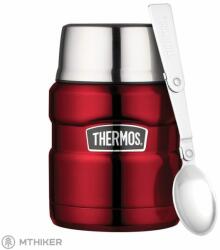 Thermos Termosz Ételtermosz csészével és összecsukható kanállal, 470 ml, piros