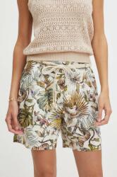 Medicine pantaloni scurti din in culoarea bej, neted, high waist ZPYH-SZD700_02B