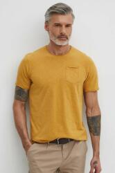 Medicine tricou din bumbac barbati, culoarea galben, neted ZPYH-TSM051_18X