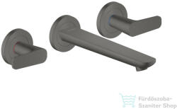 Hansgrohe AXOR Citterio C falsík alatti mosdó csaptelep 19 cm-es kifolyóval, nem zárható leeresztővel, rombuszmetszéses fogantyúval, alaptest nélkül, szálcsiszolt fekete króm 49071340 (49071340)