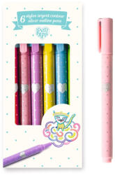 DJECO Kontúrozó filctoll - Ezüst, 6 db-os - 6 silver outline pens (DD03798)