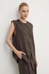 Day Birger et Mikkelsen vászonmellény Enid - Casual Linen Stripe barna, egysoros gombolású, DAY65243328 - barna 34