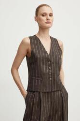 Day Birger et Mikkelsen vászonmellény Frida - Casual Linen Stripe barna, egysoros gombolású, DAY65243245 - barna 36