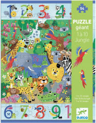 DJECO Megfigyeltető puzzle - Dzsungelben 1-10-ig (54 db) (DJ07148)