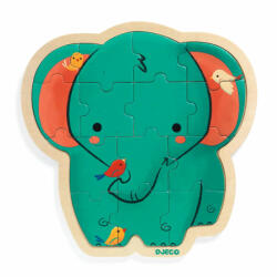 DJECO Fa puzzle - Elefánt, 14 db-os - Puzzlo Elephant (DJ01823) - mamamibolt