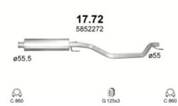 EDEX középső kipufogódob, Opel Signum, Vectra C 2.0-3.2, 2003- (17.367)