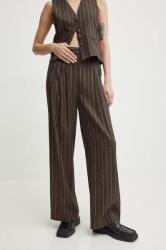 Day Birger et Mikkelsen lennadrág Enzo - Casual Linen Stripe barna, magas derekú széles, DAY65243238 - barna 36