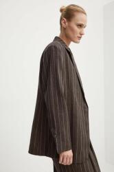 Day Birger et Mikkelsen len blézer Emile - Casual Linen Stripe barna, mintás, egysoros gombolású, DAY65243233 - barna 34