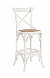 Bizzotto Scaun bar lemn alb rattan natur Cross 50x52x118 cm (0743232)