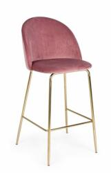 Bizzotto Set 2 scaune bar otel auriu catifea roz Carry 51x55x105x74 cm (0734300)