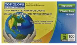 TOP GLOVE Manusi de Examinare Latex Nepudrate Albe, Marimea XL, Top Glove, 100 buc