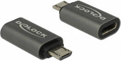 Delock Адаптер Delock, USB 2.0, Micro-B мъжко - USB Type-C женско, Черен