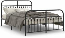 vidaXL fekete fém ágykeret fej- és lábtámlával 137 x 190 cm (376617) - pepita