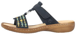 RIEKER Papuci dama, Rieker, 60867-14-Albastru-Inchis, casual, piele ecologica, cu talpa joasa, albastru inchis (Marime: 38)