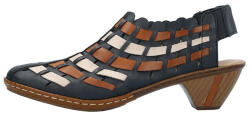 RIEKER Pantofi dama, Rieker, 46778-14-Albastru-Inchis, casual, piele naturala, perforati, cu toc, albastru inchis (Marime: 39)