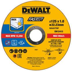 DEWALT Vágókorong fémre 125 x 1, 0 x 22, 2 mm inox WA60TBF vödrös kiszerelés (100 db) (DT20540-QZ) - szerszamplaza