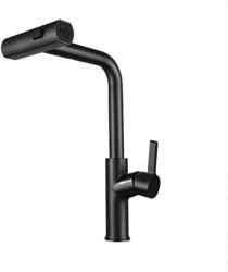Gamma Rotary Mosogató Csaptelep - Kihúzható, 3 Funkciós Zuhanyfejjel, Matt Fekete (BR-BK)